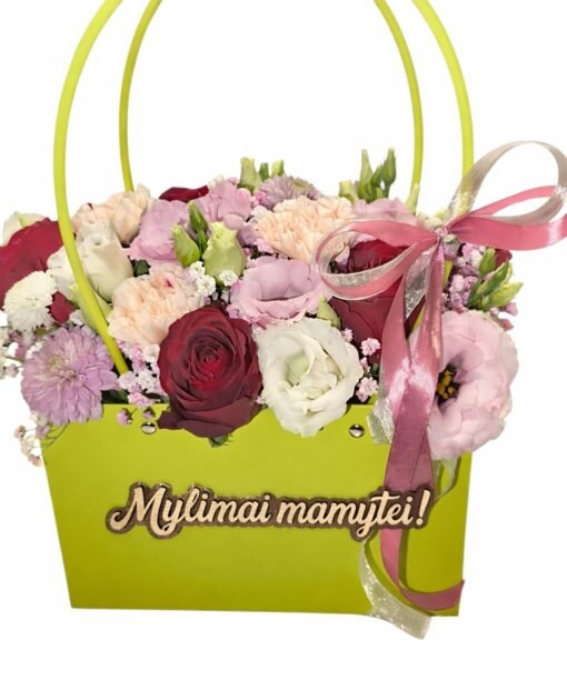 Gėlių krepšelia Mamai